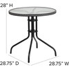 image:imageFlash Furniture 3Piece Patio Dining Set with Round Glass Metal Table and 2 Stackable Rattan Chairs IndoorOutdoor Bistro Table and Chairs Set GrayClearGray