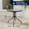 image:imageFlash Furniture 3Piece Patio Dining Set with Round Glass Metal Table and 2 Stackable Rattan Chairs IndoorOutdoor Bistro Table and Chairs Set GrayClearGray
