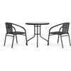 image:imageFlash Furniture 3Piece Patio Dining Set with Round Glass Metal Table and 2 Stackable Rattan Chairs IndoorOutdoor Bistro Table and Chairs Set GrayClearBlack