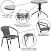 image:imageFlash Furniture 3Piece Patio Dining Set with Round Glass Metal Table and 2 Stackable Rattan Chairs IndoorOutdoor Bistro Table and Chairs Set GrayClearGray