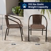 image:imageFlash Furniture 3Piece Patio Dining Set with Round Glass Metal Table and 2 Stackable Rattan Chairs IndoorOutdoor Bistro Table and Chairs Set GrayClearDark Brown