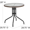 image:imageFlash Furniture 3Piece Patio Dining Set with Round Glass Metal Table and 2 Stackable Rattan Chairs IndoorOutdoor Bistro Table and Chairs Set GrayClearDark Brown
