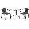 image:imageFlash Furniture 3Piece Patio Dining Set with Round Glass Metal Table and 2 Stackable Rattan Chairs IndoorOutdoor Bistro Table and Chairs Set GrayClearBlack