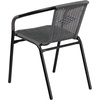 image:imageFlash Furniture 3Piece Patio Dining Set with Round Glass Metal Table and 2 Stackable Rattan Chairs IndoorOutdoor Bistro Table and Chairs Set GrayClearGray