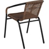 image:imageFlash Furniture 3Piece Patio Dining Set with Round Glass Metal Table and 2 Stackable Rattan Chairs IndoorOutdoor Bistro Table and Chairs Set GrayClearDark Brown