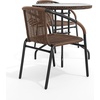 image:imageFlash Furniture 3Piece Patio Dining Set with Round Glass Metal Table and 2 Stackable Rattan Chairs IndoorOutdoor Bistro Table and Chairs Set GrayClearDark Brown