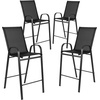 image:imageFlash Furniture 4 Pack Brazos Series Navy Outdoor Barstools with Flex Comfort Material and Metal FrameBlack