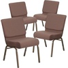 image:imageFlash Furniture 4 Pack HERCULES Series 21W Church Chair in Dark Gray Fabric  Silver Vein FrameBrown Dot FabricGold Vein Frame