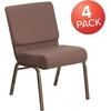 image:imageFlash Furniture 4 Pack HERCULES Series 21W Church Chair in Dark Gray Fabric  Silver Vein FrameBrown Dot FabricGold Vein Frame