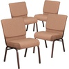 image:imageFlash Furniture 4 Pack HERCULES Series 21W Church Chair in Dark Gray Fabric  Silver Vein FrameCaramel FabricCopper Vein Frame