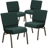image:imageFlash Furniture 4 Pack HERCULES Series 21W Church Chair in Dark Gray Fabric  Silver Vein FrameHunter Green Dot Patterned FabricGold Vein Frame