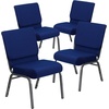 image:imageFlash Furniture 4 Pack HERCULES Series 21W Church Chair in Dark Gray Fabric  Silver Vein FrameNavy Blue FabricSilver Vein Frame