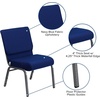 image:imageFlash Furniture 4 Pack HERCULES Series 21W Church Chair in Dark Gray Fabric  Silver Vein FrameNavy Blue FabricSilver Vein Frame
