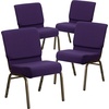 image:imageFlash Furniture 4 Pack HERCULES Series 21W Church Chair in Dark Gray Fabric  Silver Vein FrameRoyal Purple FabricGold Vein Frame