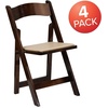 image:imageFlash Furniture 4 Pack HERCULES Series Fruitwood Wood Folding Chair with Vinyl Padded SeatFruitwood