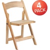 image:imageFlash Furniture 4 Pack HERCULES Series Fruitwood Wood Folding Chair with Vinyl Padded SeatNatural
