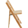 image:imageFlash Furniture 4 Pack HERCULES Series Fruitwood Wood Folding Chair with Vinyl Padded SeatNatural