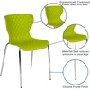 image:imageFlash Furniture 4 Pack Lowell Contemporary Design Citrus Green Plastic Stack ChairCitrus Green