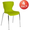 image:imageFlash Furniture 4 Pack Lowell Contemporary Design Citrus Green Plastic Stack ChairCitrus Green