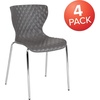 image:imageFlash Furniture 4 Pack Lowell Contemporary Design Citrus Green Plastic Stack ChairGrey