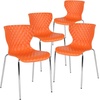 image:imageFlash Furniture 4 Pack Lowell Contemporary Design Citrus Green Plastic Stack ChairOrange