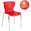 image:imageFlash Furniture 4 Pack Lowell Contemporary Design Citrus Green Plastic Stack ChairRed