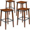 image:imageFlash Furniture 4 Pack Rustic Antique Walnut Industrial Wood Dining Backless Barstool4 Pack