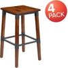 image:imageFlash Furniture 4 Pack Rustic Antique Walnut Industrial Wood Dining Backless Barstool4 Pack
