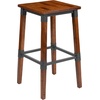 image:imageFlash Furniture 4 Pack Rustic Antique Walnut Industrial Wood Dining Backless Barstool4 Pack