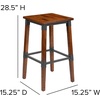 image:imageFlash Furniture 4 Pack Rustic Antique Walnut Industrial Wood Dining Backless Barstool4 Pack