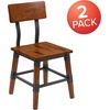 image:imageFlash Furniture 4 Pack Rustic Antique Walnut Industrial Wood Dining Backless BarstoolSet of 2