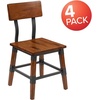 image:imageFlash Furniture 4 Pack Rustic Antique Walnut Industrial Wood Dining Backless BarstoolSet of 4