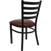 image:imageFlash Furniture 4 Pk HERCULES Series Black Ladder Back Metal Restaurant Chair  Burgundy Vinyl SeatRed