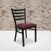 image:imageFlash Furniture 4 Pk HERCULES Series Black Ladder Back Metal Restaurant Chair  Burgundy Vinyl SeatRed
