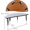 image:imageFlash Furniture 475 Half Circle Wave Collaborative Oak Thermal Laminate Activity Table  Height Adjustable Short LegsGrey
