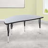 image:imageFlash Furniture 475 Half Circle Wave Collaborative Oak Thermal Laminate Activity Table  Height Adjustable Short LegsGrey