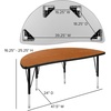 image:imageFlash Furniture 475 Half Circle Wave Collaborative Oak Thermal Laminate Activity Table  Height Adjustable Short LegsOak