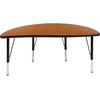 image:imageFlash Furniture 475 Half Circle Wave Collaborative Oak Thermal Laminate Activity Table  Height Adjustable Short LegsOak