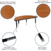image:imageFlash Furniture 475 Half Circle Wave Collaborative Oak Thermal Laminate Activity Table  Height Adjustable Short LegsOak