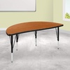 image:imageFlash Furniture 475 Half Circle Wave Collaborative Oak Thermal Laminate Activity Table  Height Adjustable Short LegsOak