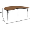 image:imageFlash Furniture 48W x 72L Kidney Grey Thermal Laminate Activity Table  Standard Height Adjustable LegsOak