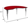 image:imageFlash Furniture 48W x 72L Kidney Grey Thermal Laminate Activity Table  Standard Height Adjustable LegsRed