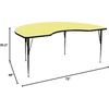 image:imageFlash Furniture 48W x 72L Kidney Grey Thermal Laminate Activity Table  Standard Height Adjustable LegsYellow