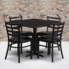 image:imageFlash Furniture 5Piece 36 Square Laminate Dining Table and Chairs Set Restaurant Dining Set with Table XBase and 4 Ladder Back Chairs BlackBlack TopBlack Vinyl Seat