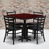 image:imageFlash Furniture 5Piece 36 Square Laminate Dining Table and Chairs Set Restaurant Dining Set with Table XBase and 4 Ladder Back Chairs BlackMahogany TopBlack Vinyl Seat