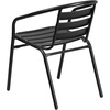 image:imageFlash Furniture 5Piece Patio Dining Set with 315 Square Glass Metal Table and 4 Stackable Slat Back Chairs IndoorOutdoor Bistro Set BlackBlack