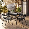 image:imageFlash Furniture 5Piece Patio Dining Set with 315 Square Glass Metal Table and 4 Stackable Slat Back Chairs IndoorOutdoor Bistro Set BlackBlack
