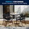 image:imageFlash Furniture 5Piece Patio Dining Set with 315 Square Glass Metal Table and 4 Stackable Slat Back Chairs IndoorOutdoor Bistro Set BlackBlack