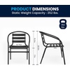 image:imageFlash Furniture 5Piece Patio Dining Set with 315 Square Glass Metal Table and 4 Stackable Slat Back Chairs IndoorOutdoor Bistro Set BlackBlack