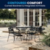 image:imageFlash Furniture 5Piece Patio Dining Set with 315 Square Glass Metal Table and 4 Stackable Slat Back Chairs IndoorOutdoor Bistro Set BlackBlack